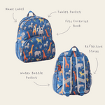 Personalised Navy Safari Print Medium Backpack
