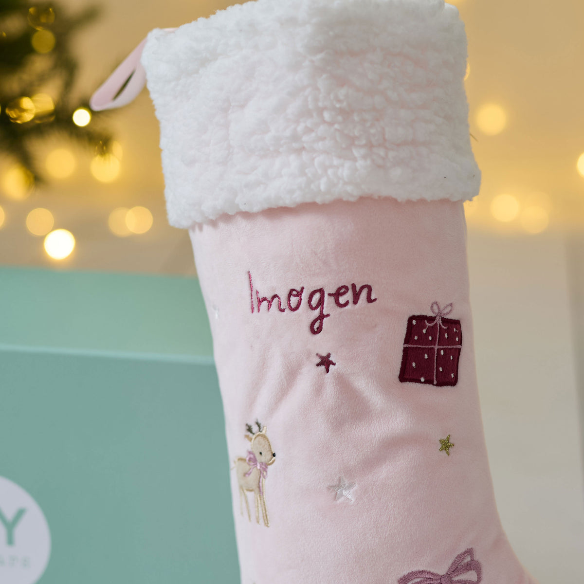 Personalised Medium Pink Christmas Gift Stocking