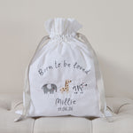Personalised Born To Be Loved Embroidered Drawstring Bag