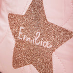 Personalised Pink Star Quilted Medium Backpack