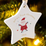 Personalised Santa First Christmas Star Ceramic Hanging Decoration