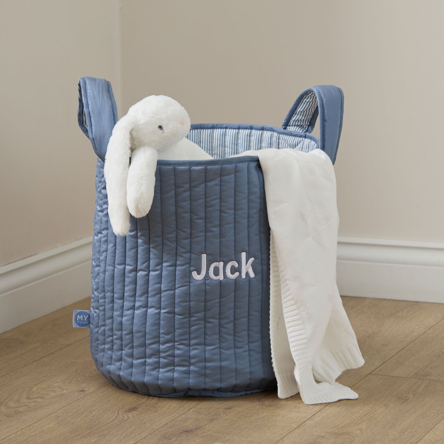 Personalised Large Blue Stripe Storage Bag