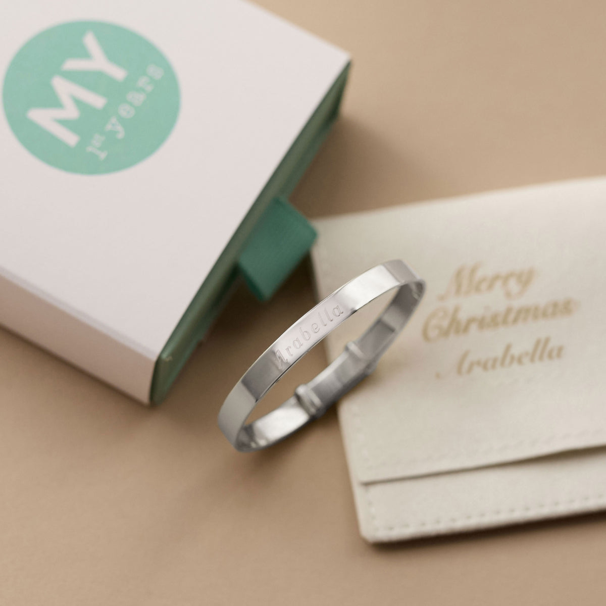 Personalised Platinum Plated Silver Baby Keepsake Bangle