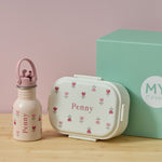 Personalised Heart Floral Bottle & Lunchbox Set
