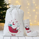 Personalised Santa Sleigh Christmas Sack & Stocking Set