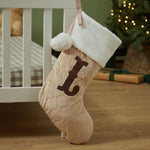 Personalised Small Oatmeal Velvet Initial Gift Stocking