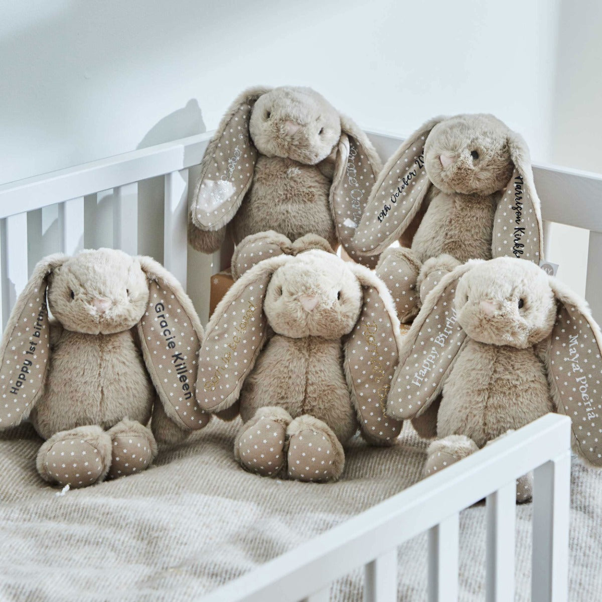 Personalised Oatmeal Plush Bunny - Embroidered