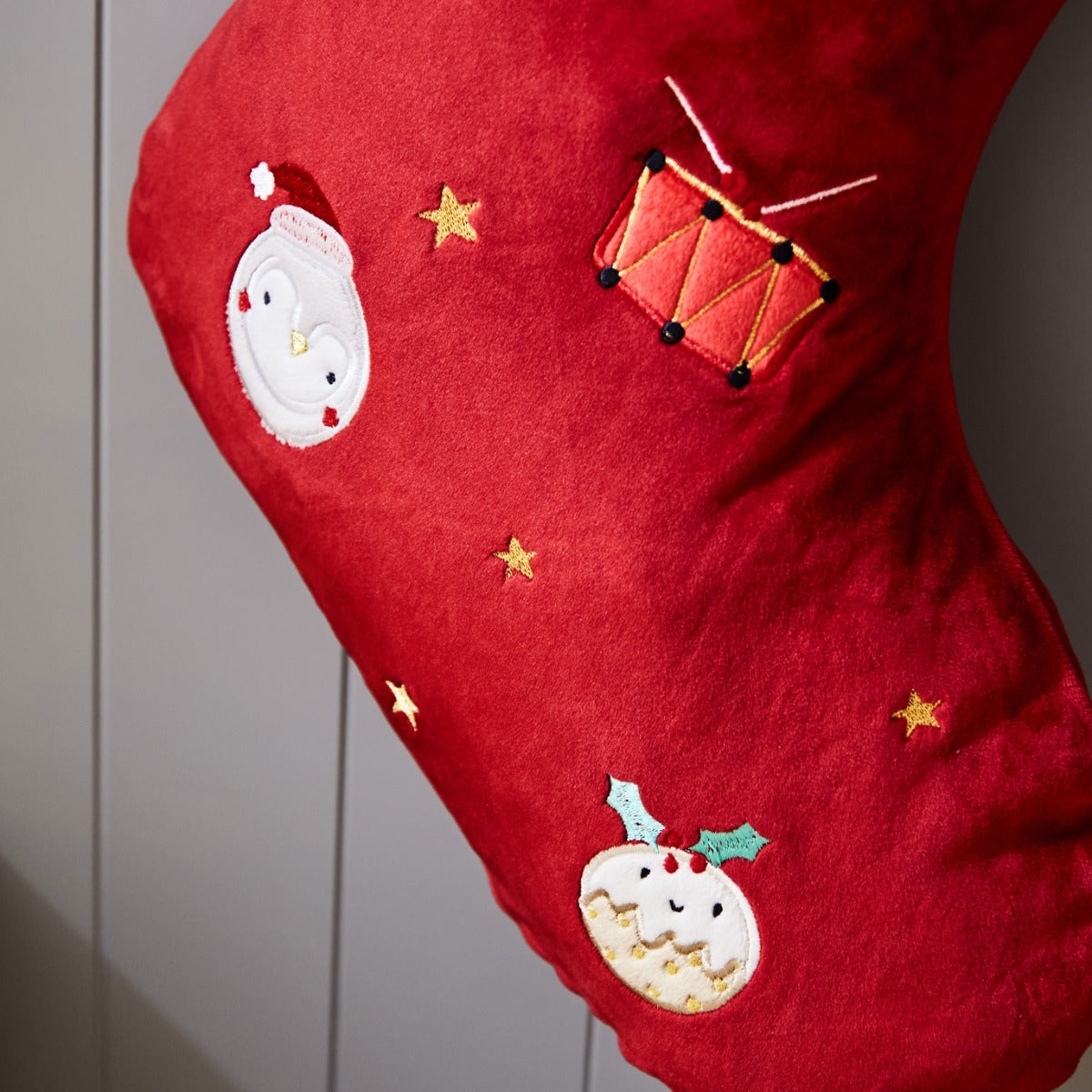 Personalised Red Embroidered Medium Christmas Stocking
