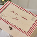 Personalised Red Stripe Christmas Wooden Keepsake Box FSC®