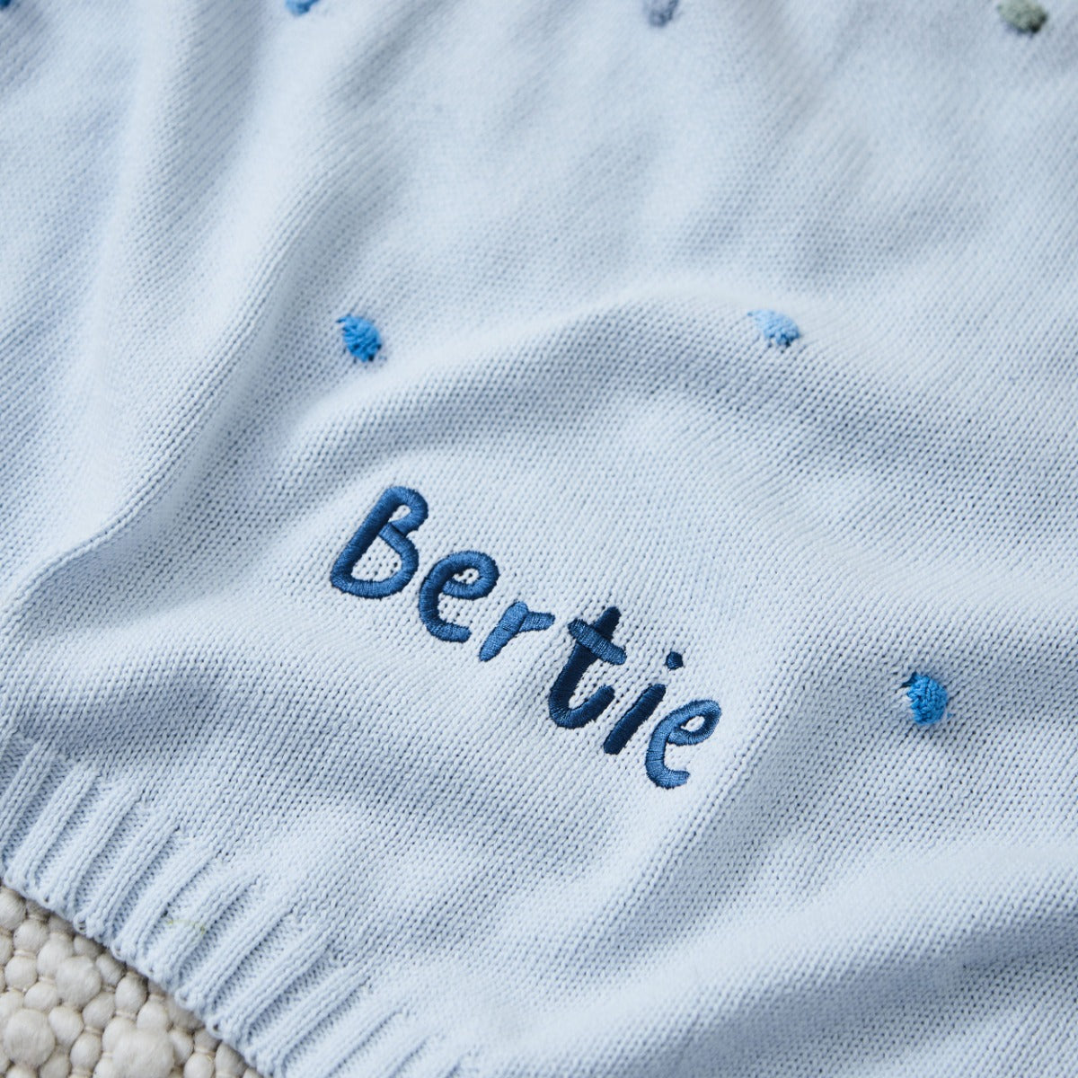 Personalized Blue Spot Bobble Blanket