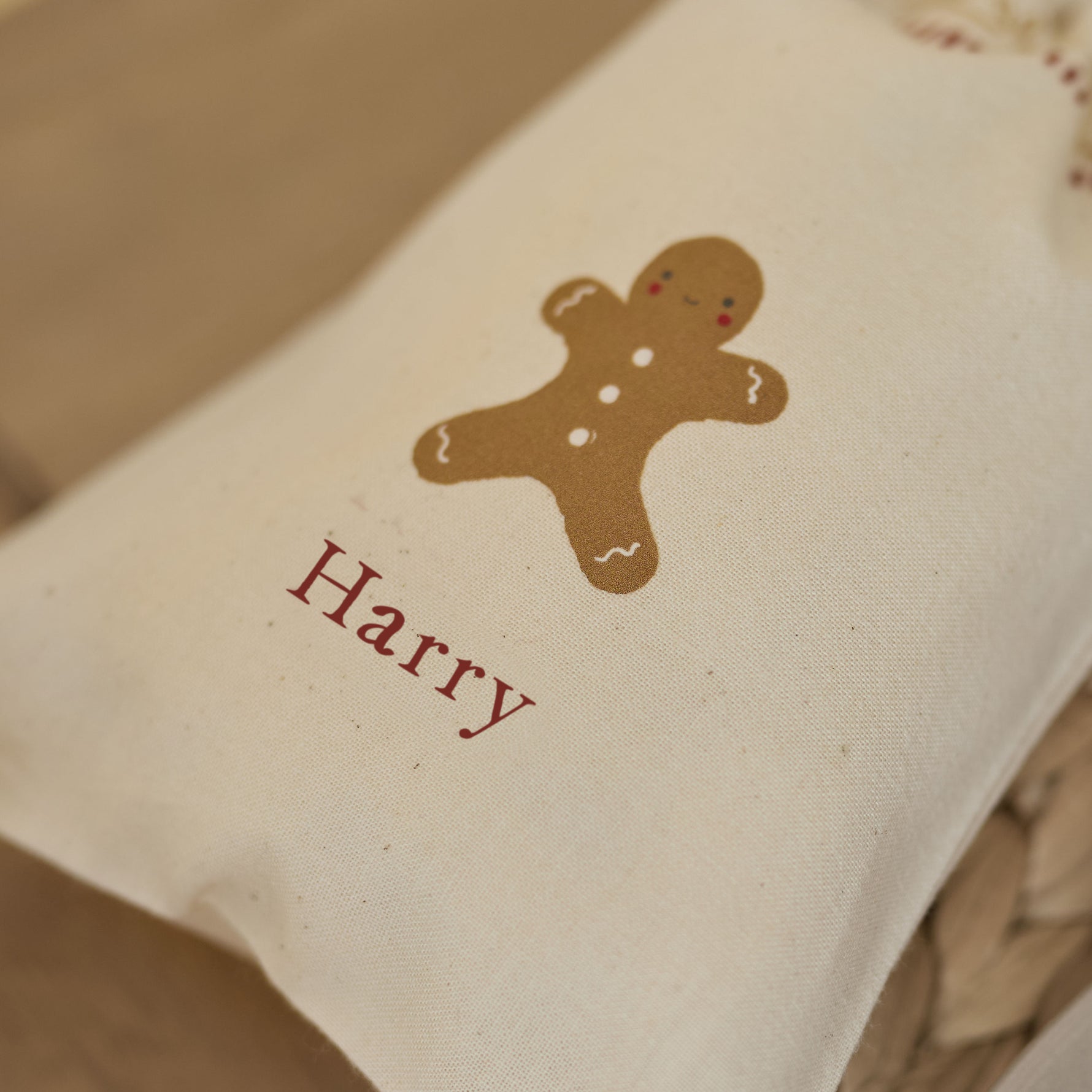 Personalised Gingerbread Drawstring Bag