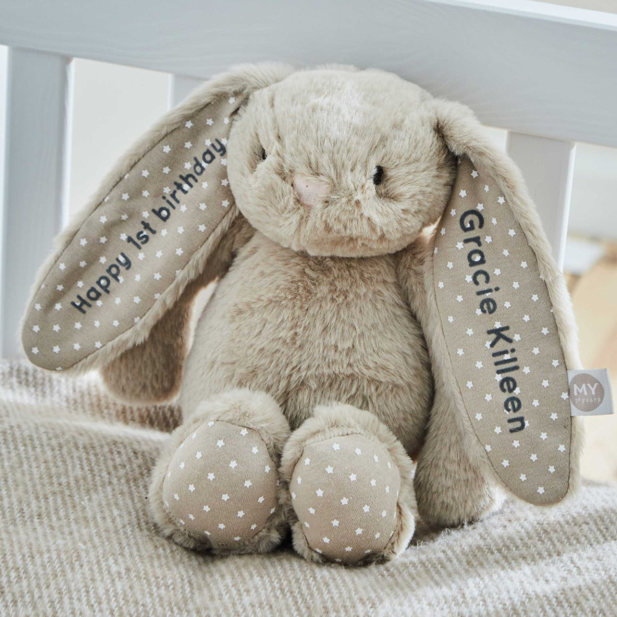 Personalised Oatmeal Plush Bunny - Embroidered
