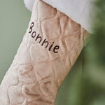 Personalised Name Small Oatmeal Velvet Gift Stocking