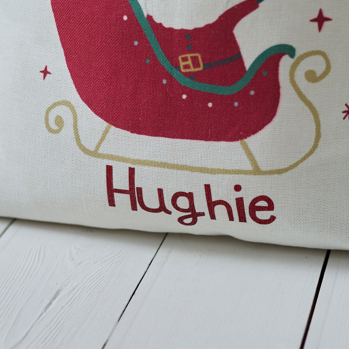 Personalised Santa Sleigh Cream Gift Sack