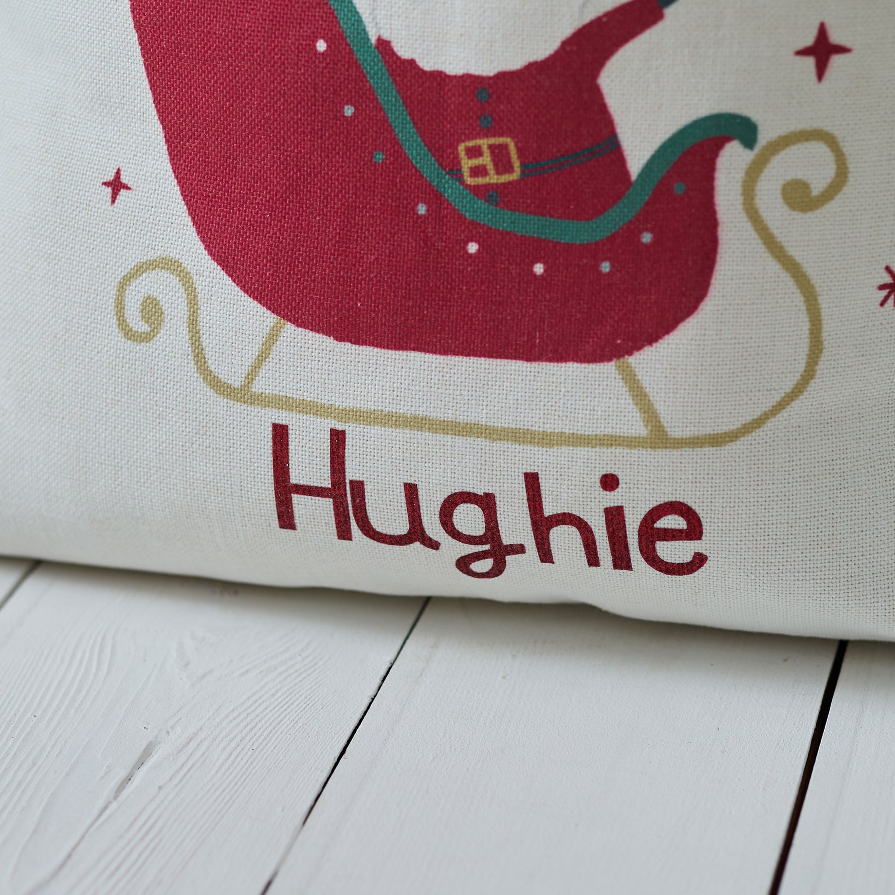 Personalised Santa Sleigh Cream Gift Sack