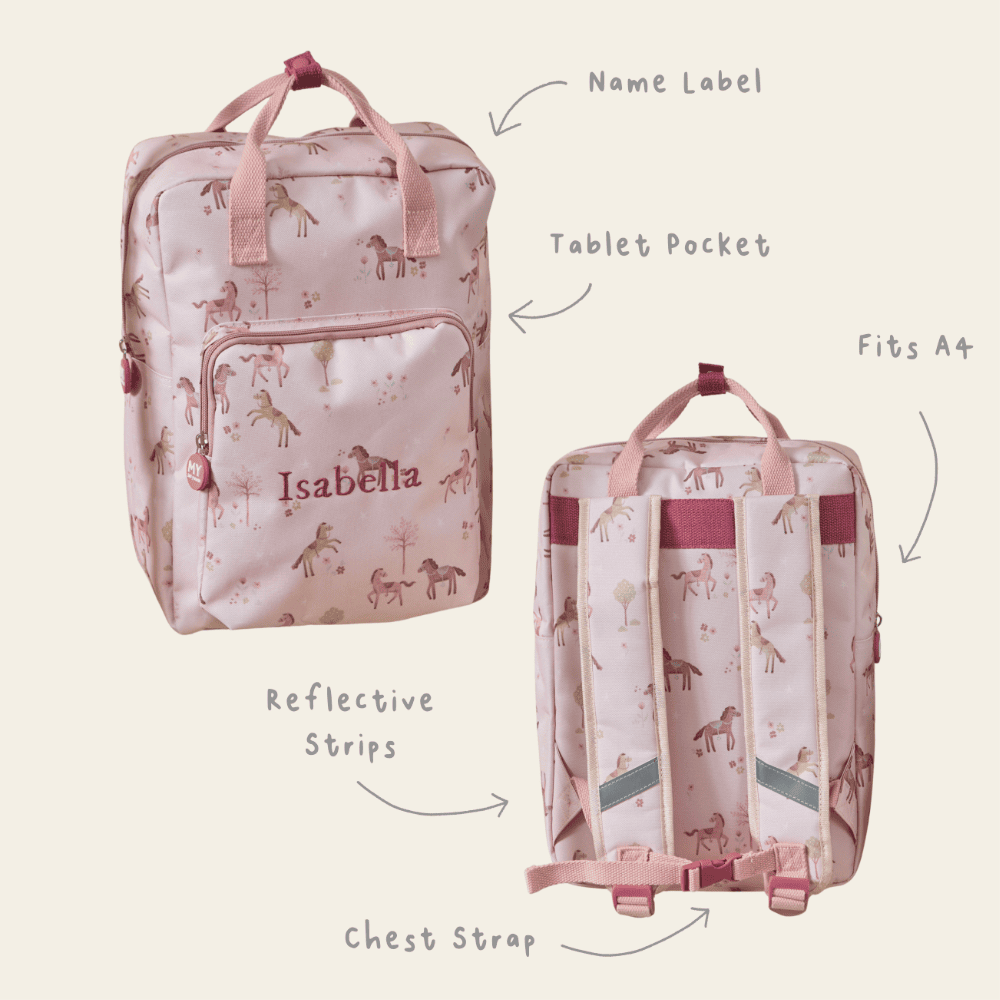 Personalised Ponies Medium Grab Handle Backpack