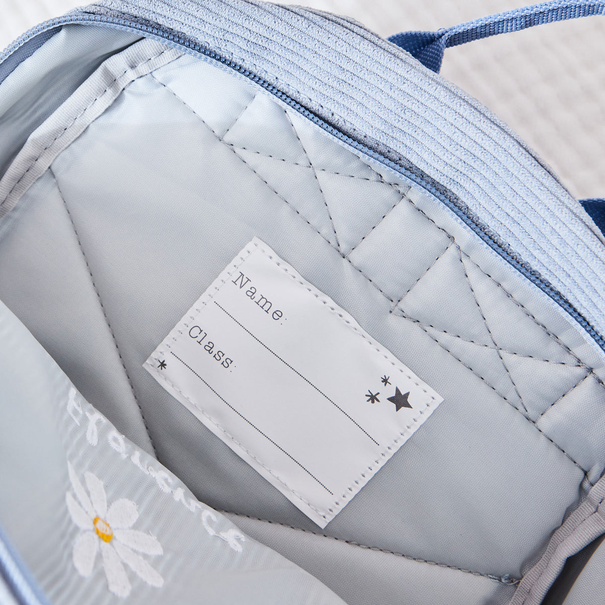 Personalised Daisy Blue Cord Mini Backpack