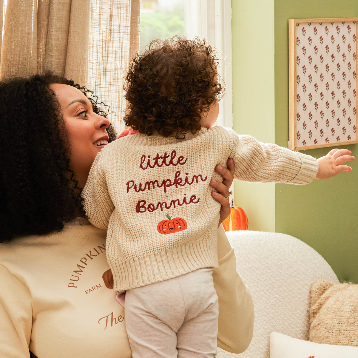 Personalised Little Pumpkin Oatmeal Cardigan