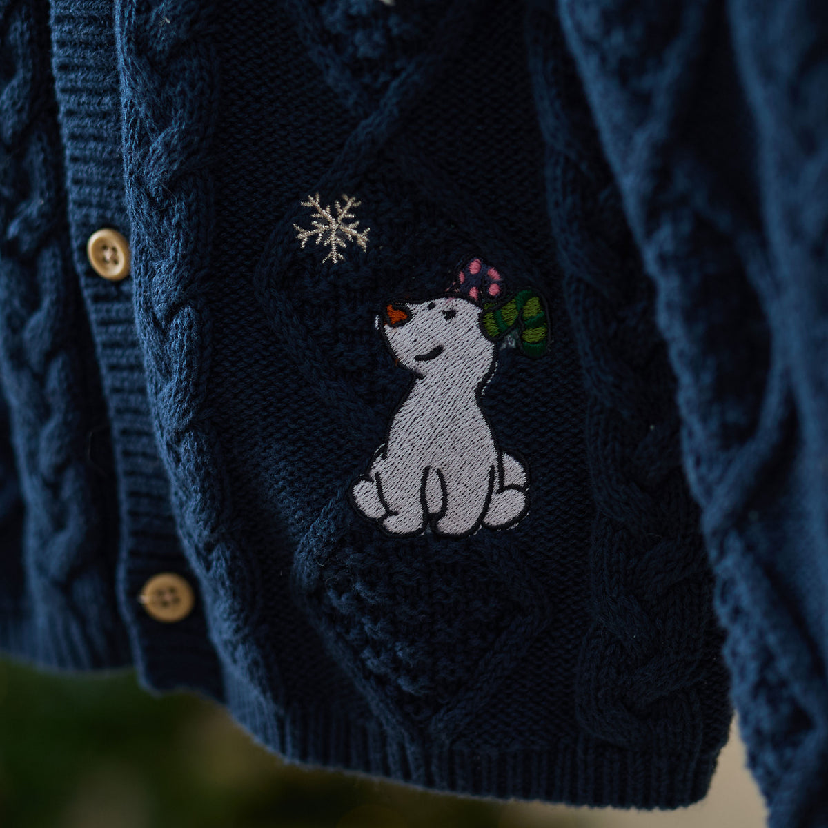 Personalised The Snowman™ and Snowdog Navy Cable Cardigan
