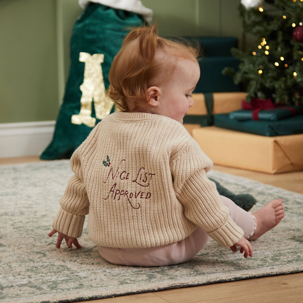Personalised Nice List Oatmeal Cardigan