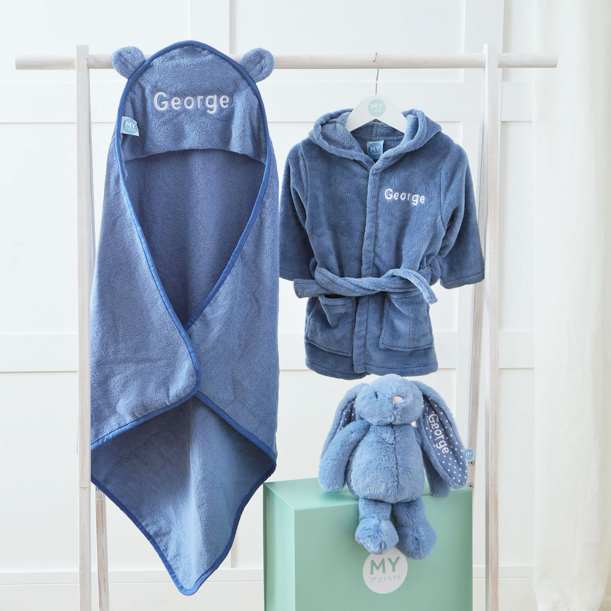 Personalised Wave Blue Splash, Snuggle & Cuddle Gift Set 