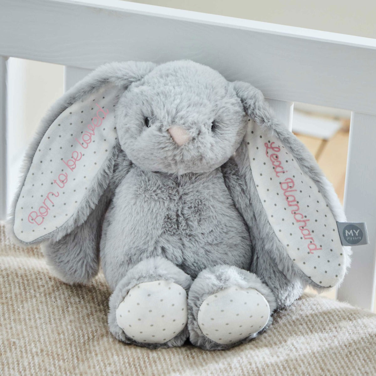 Personalised Grey Bunny Soft Toy - Embroidered