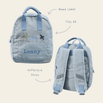 Personalised Blue Cord Dino Mini Backpack