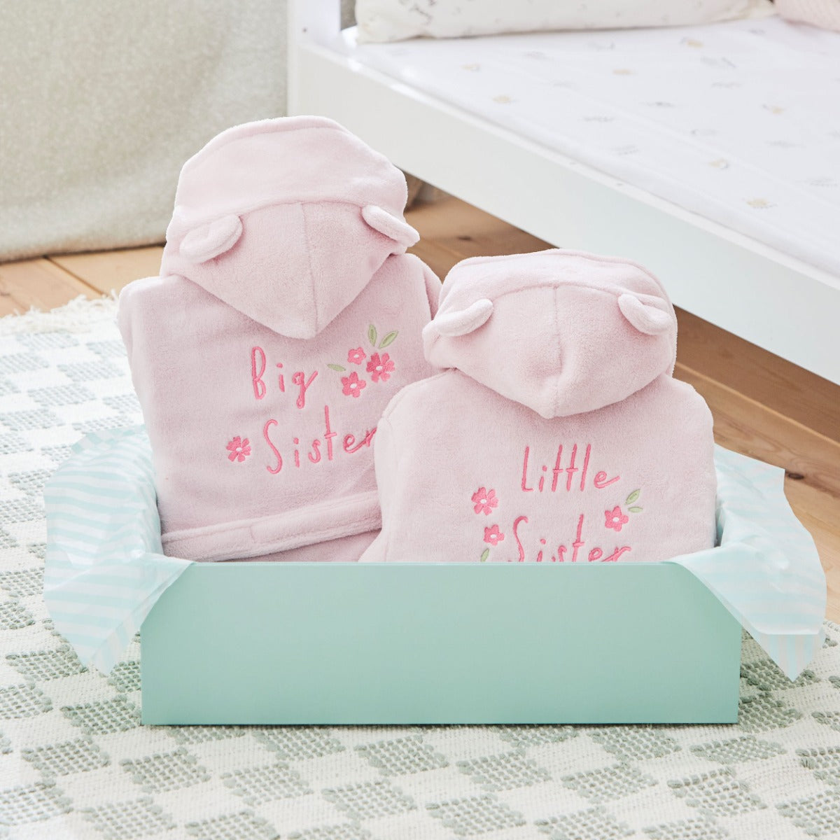 Pink Floral Sister Fleece Robe Gift Set