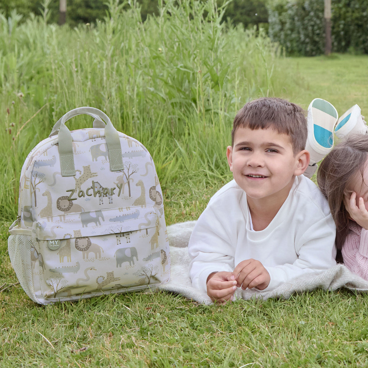 Personalised Neutral Safari Medium Backpack