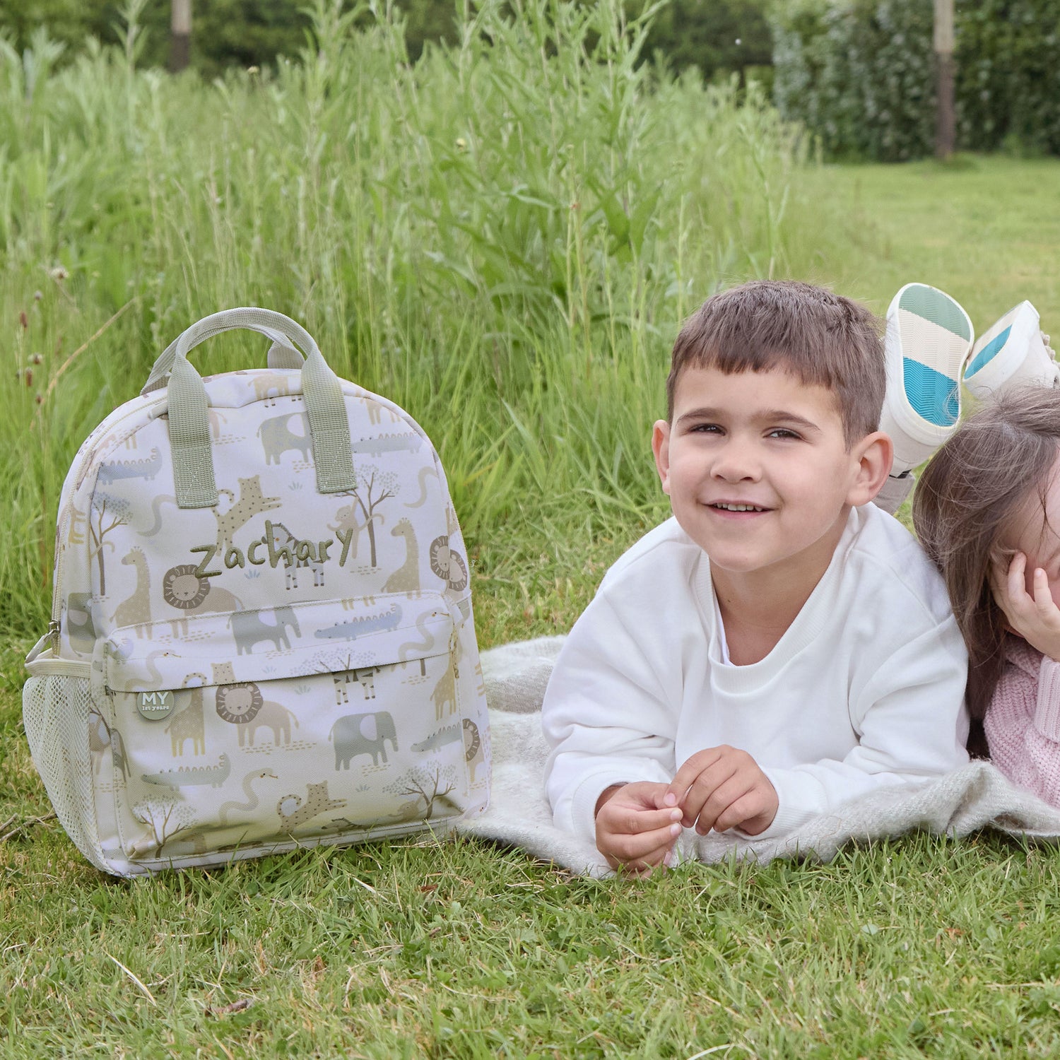 Personalised Neutral Safari Medium Backpack