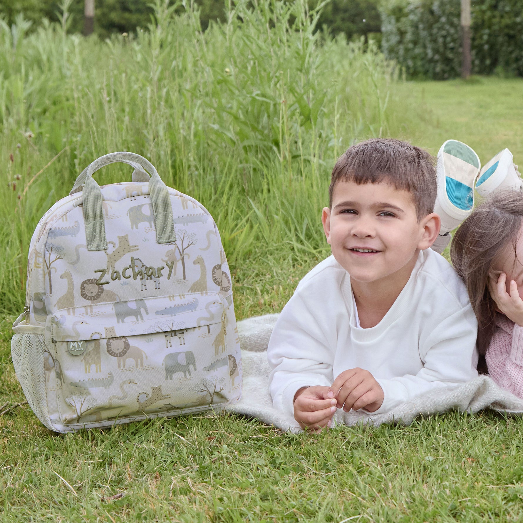 Personalised Neutral Safari Medium Backpack