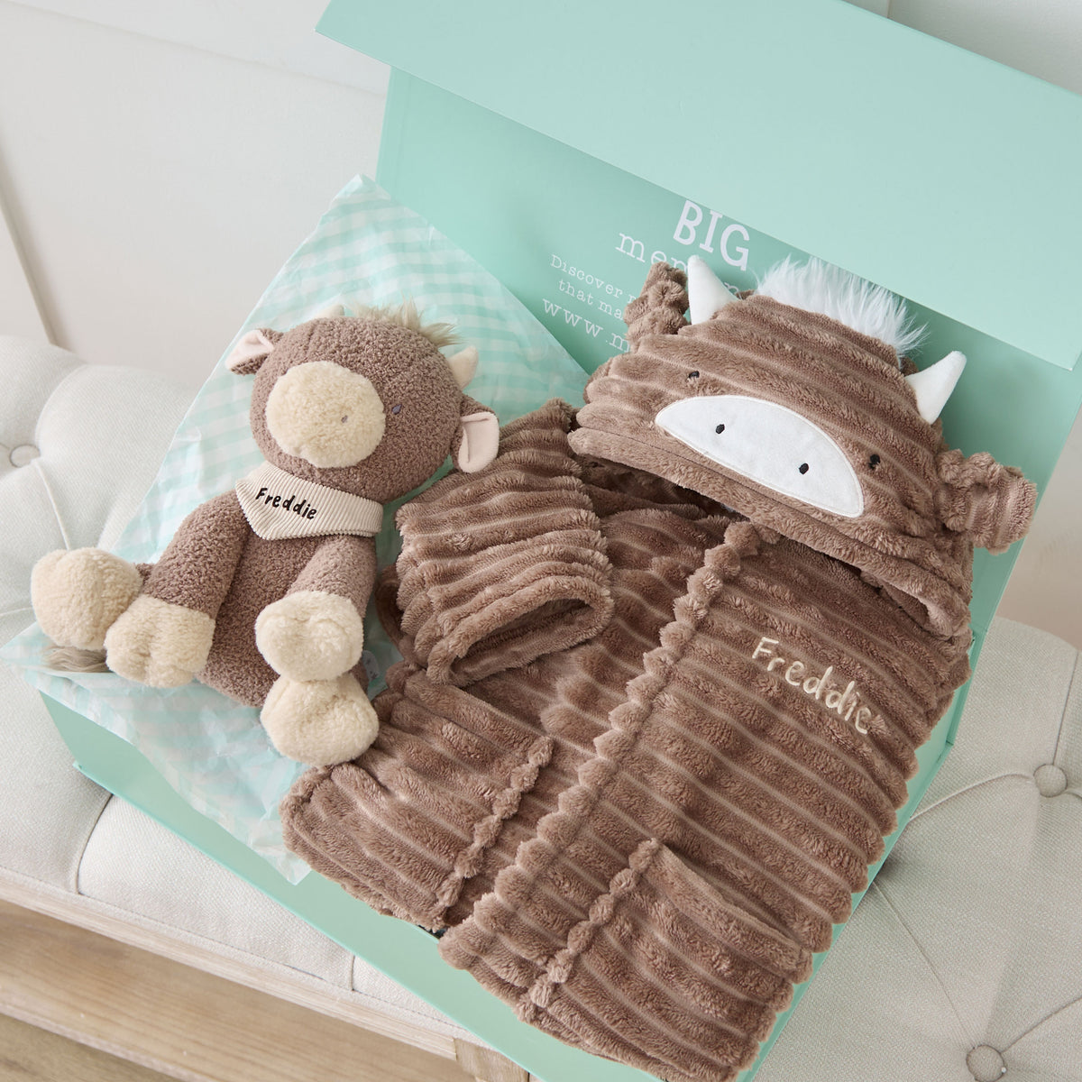 Personalised Highland Cow Snuggle and Cuddle Set