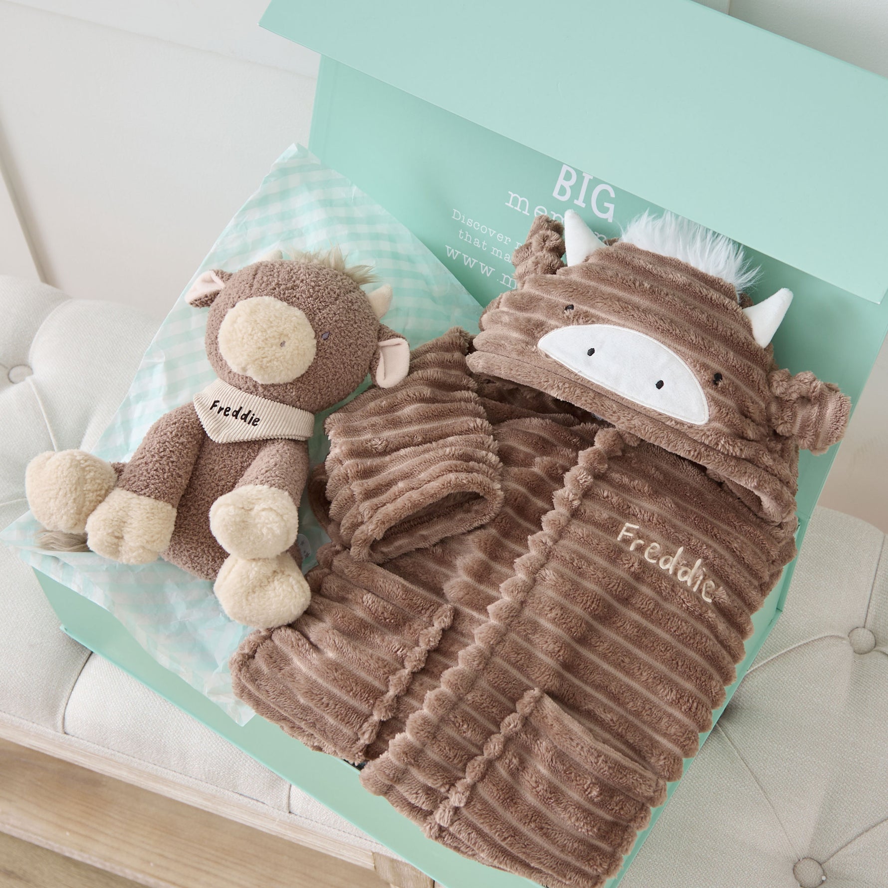 Personalised Highland Cow Snuggle and Cuddle Set