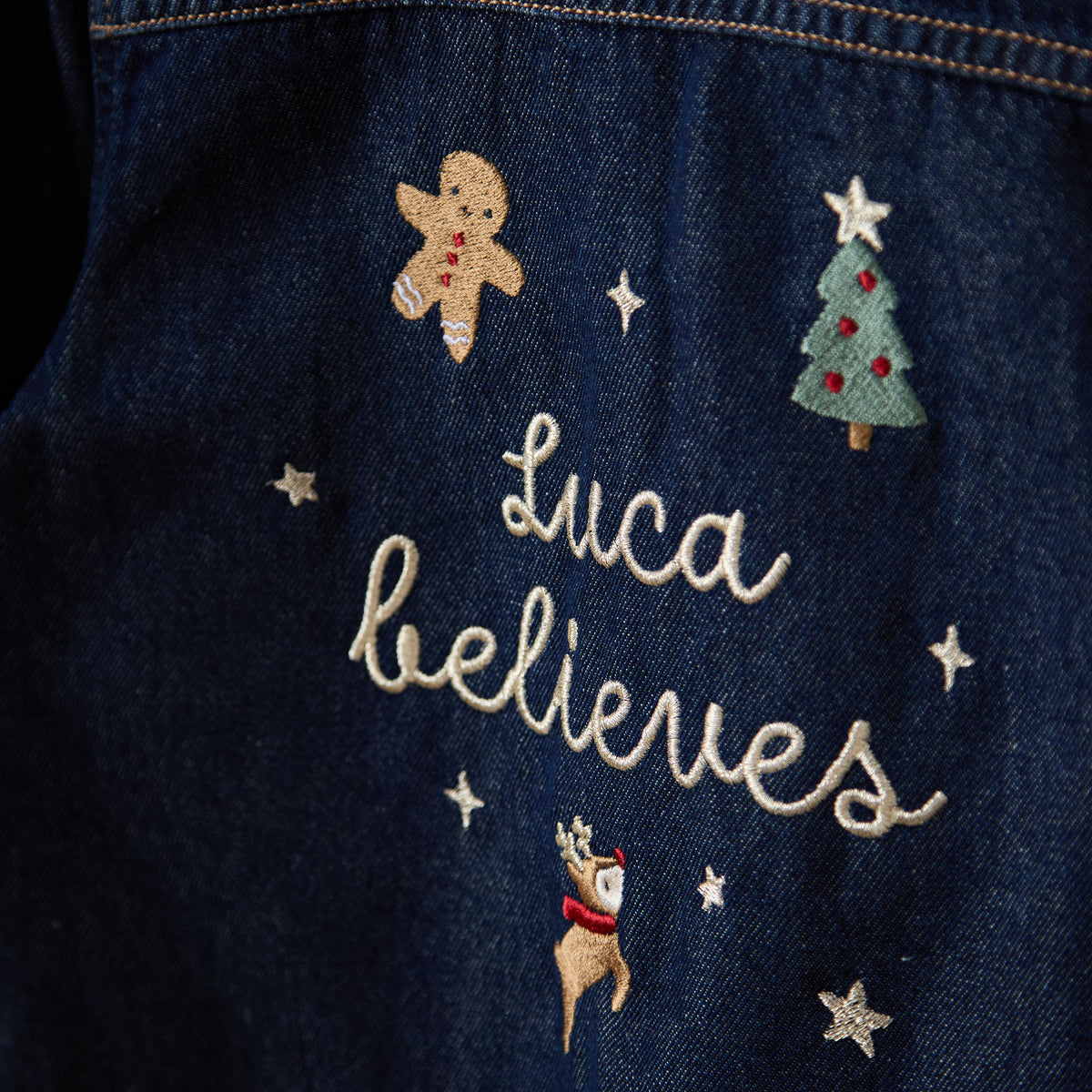 Personalised I Believe Indigo Denim Jacket