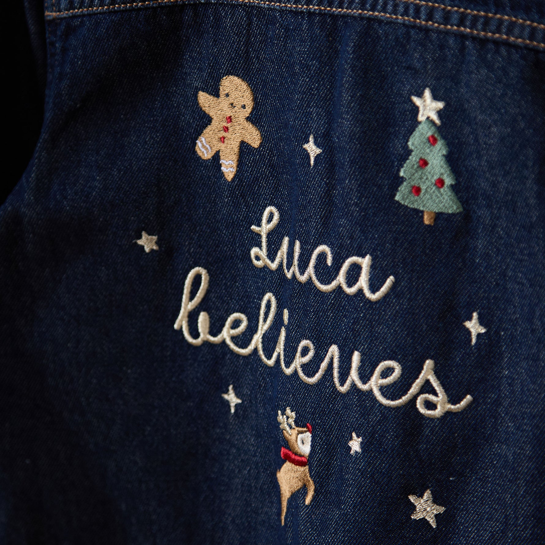 Personalised I Believe Indigo Denim Jacket