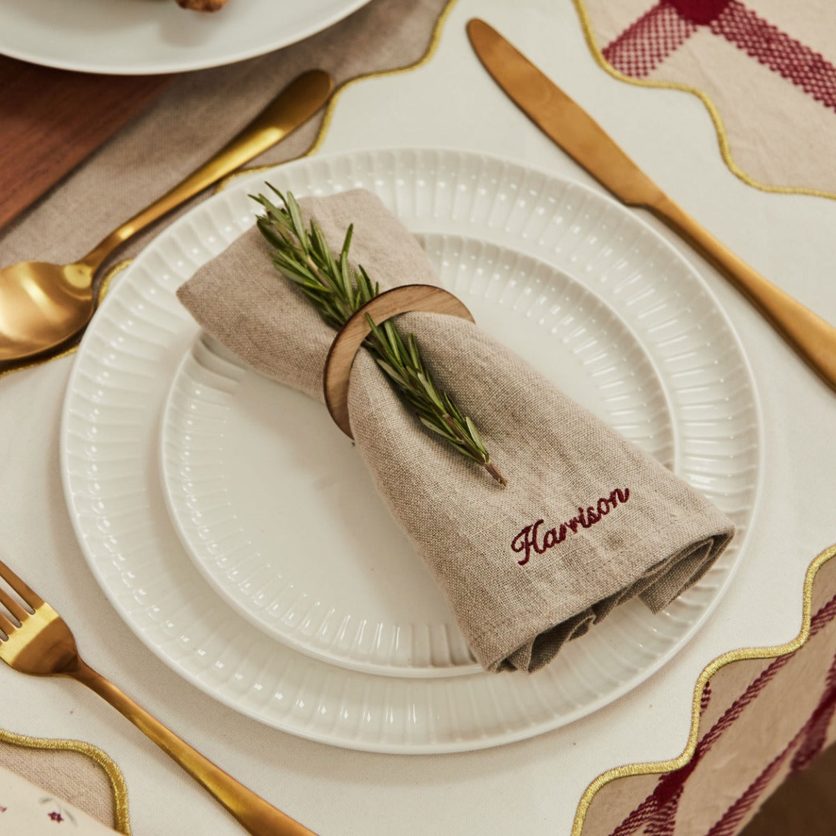Personalised Vintage Natural Christmas Napkin