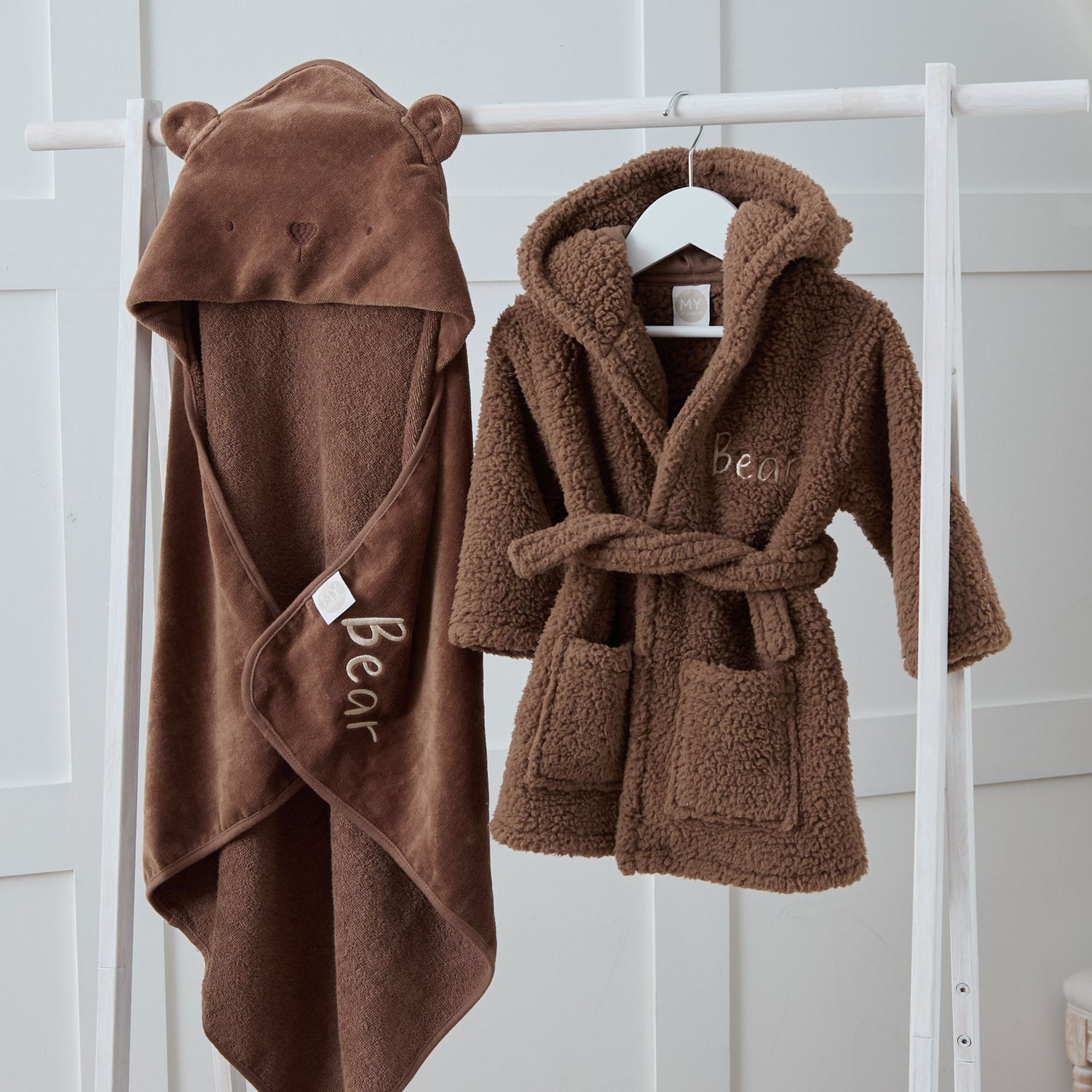 Personalised Mocha Bear Splash and Snuggle Gift Set