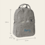 Personalised 3 Dinos Embroidered Grey Cord Backpack