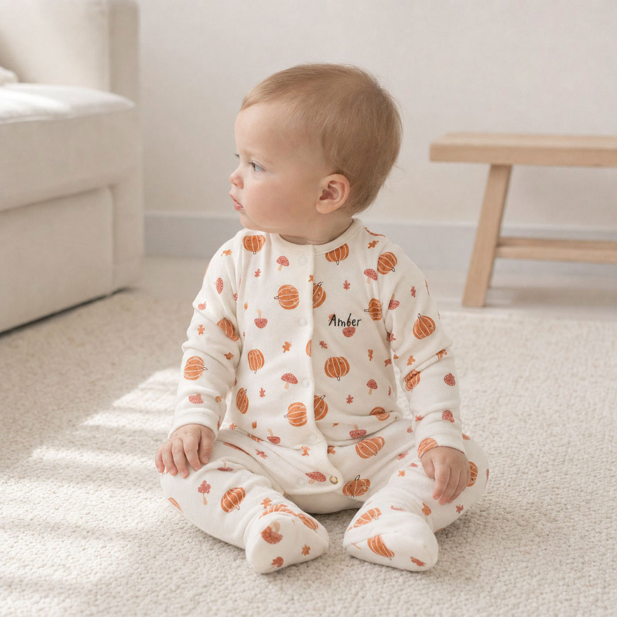 Personalised Pumpkin Organic Sleepsuit