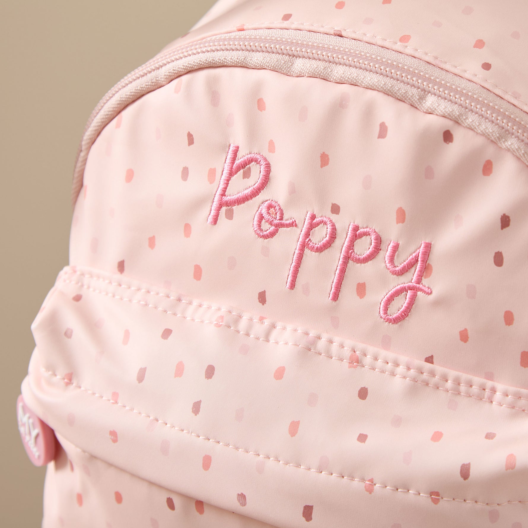 Personalised Core Pink Spot Mini Compartment Backpack