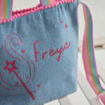 Personalised Pink Glitter Denim Handbag