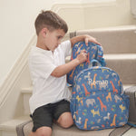 Personalised Navy Safari Print Medium Backpack