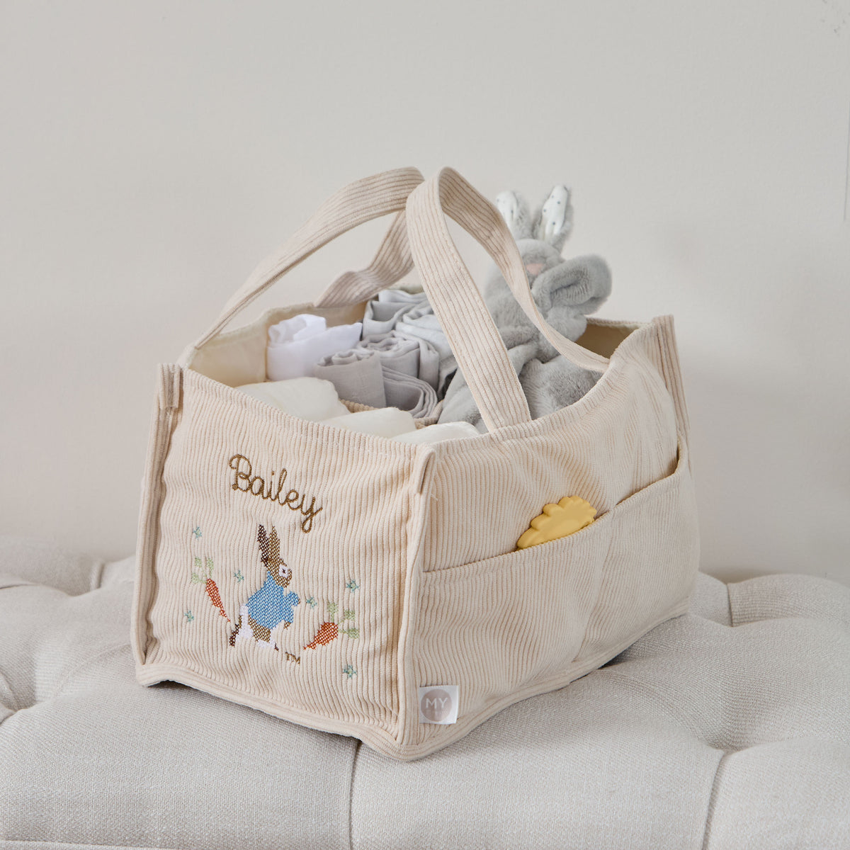 Personalised Peter Rabbit™  Cross Stitch Nappy Caddy