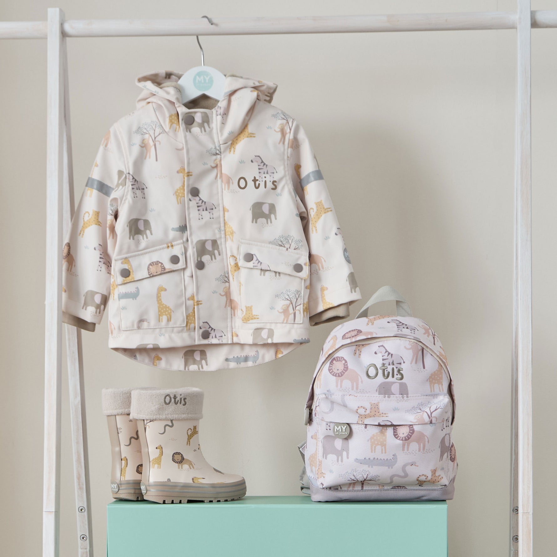 Personalised Neutral Safari Splash and Explore Gift Set