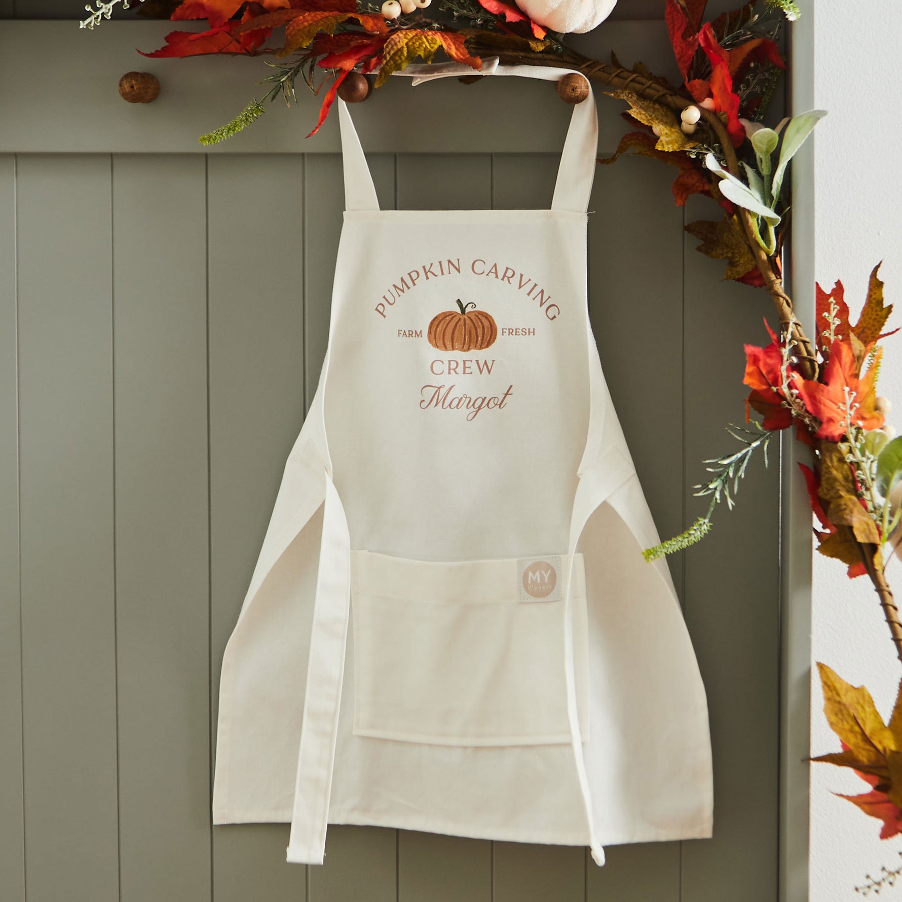 Personalised Autumn Pumpkin Carving Crew Childs Apron