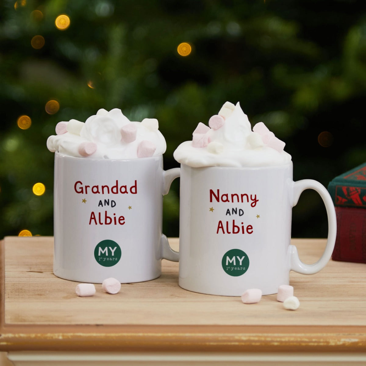 Personalised 1st Christmas as Grandparent's Mug Set