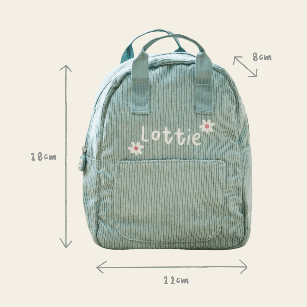 Personalised Daisy Sage Mini Cord Backpack 