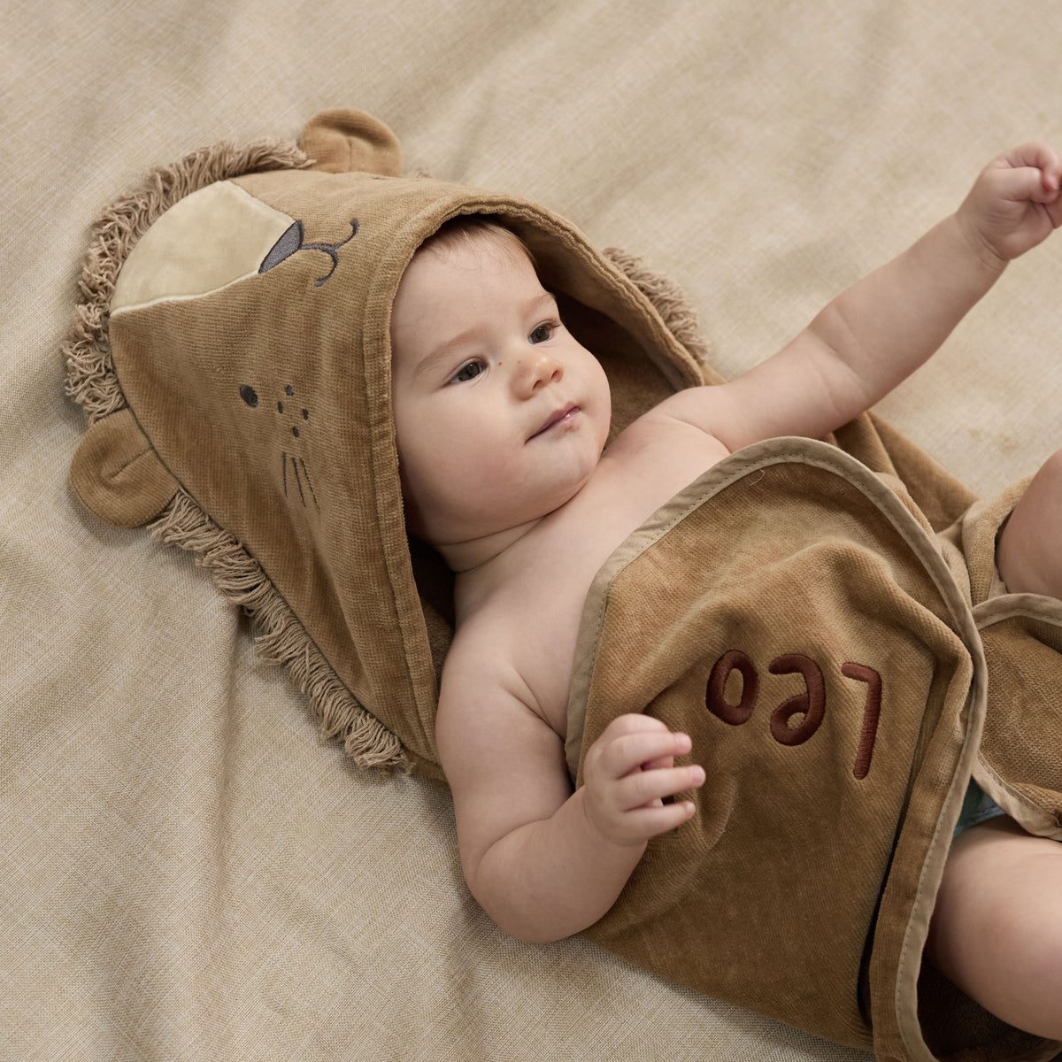 Personalised Lion Curved Hooded Towel