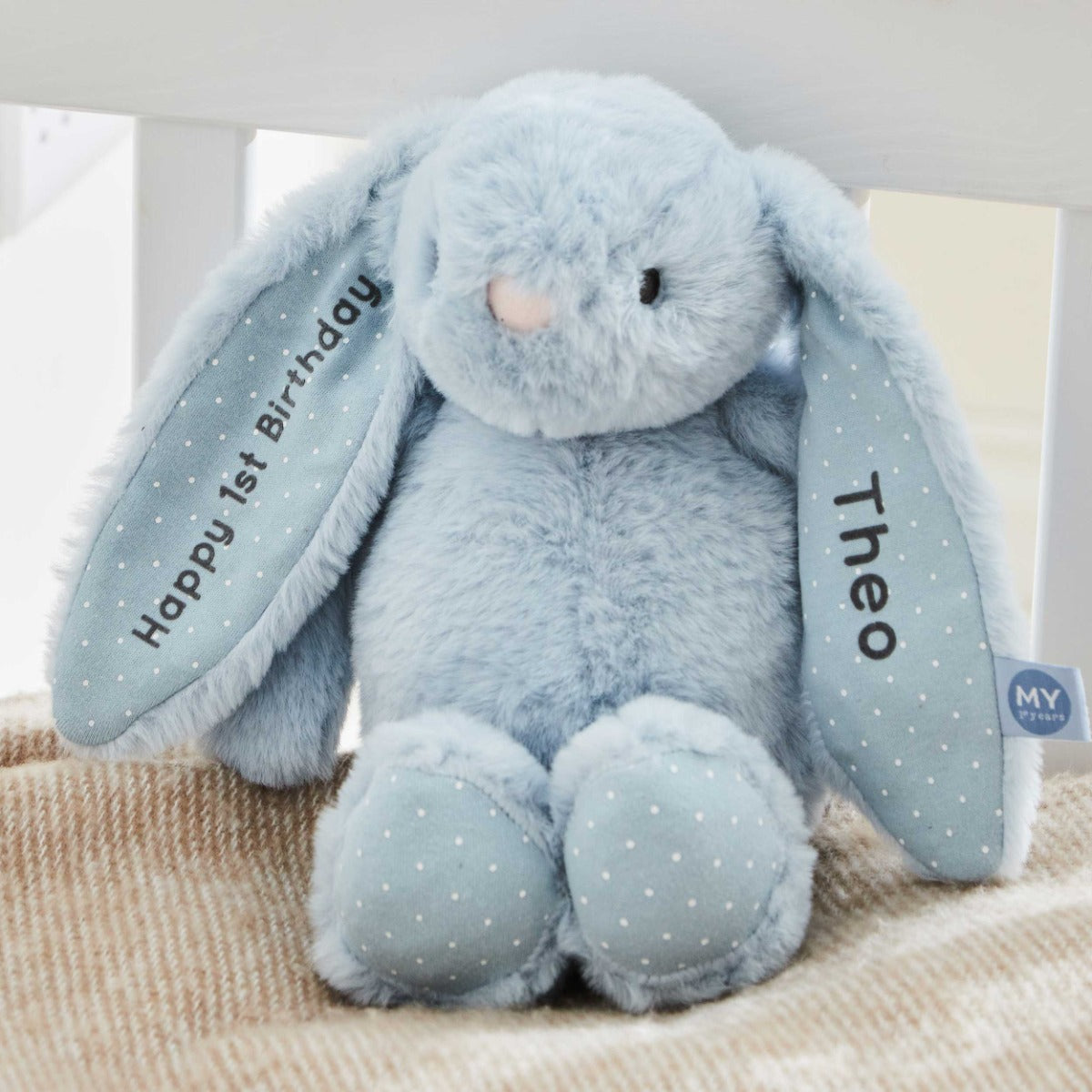 Personalised Blue Bunny Soft Toy - Embroidered