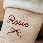 Personalised Bow Oatmeal Velvet Stocking